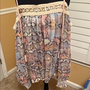 Off the shoulder Multicolor Snake Print Women's Blouse.